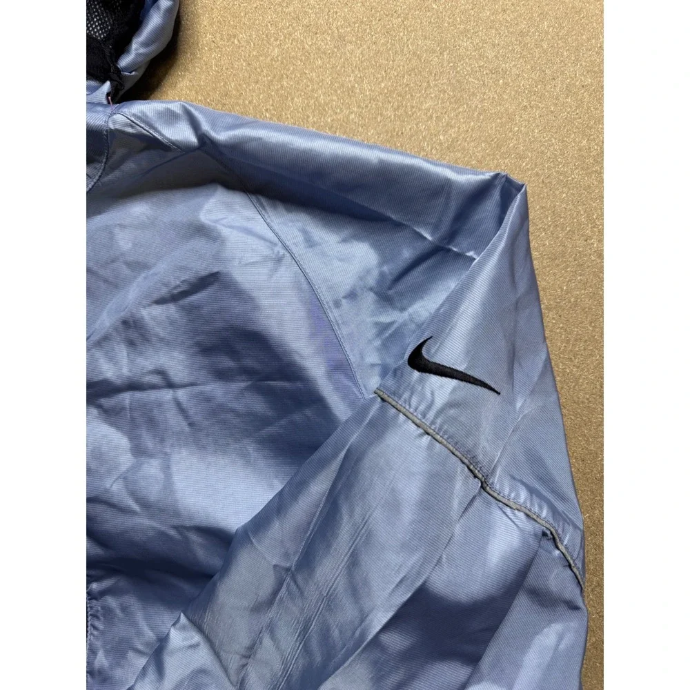 Nike Women's Pullover Windbreaker Jacket Hooded Blue Purple Trim Medium vtg‎
